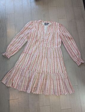 Madison Mathews Tier Bohemian Cottage Dress Floral Pattern Size XS